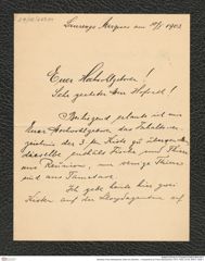 Nachlass Franz Steindachner, Brief von Zechmei...? (unleserlich) an Franz Steindachner (10.01.1903), Inv.Nr. 609.01, Seite 1